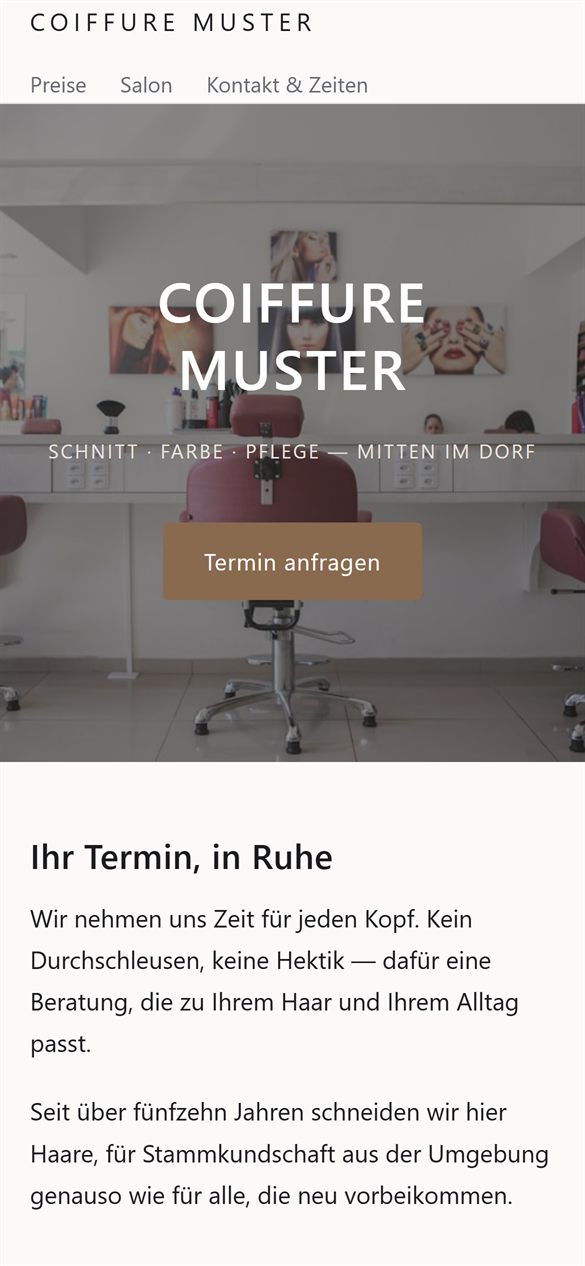 Eine der Beispielseiten auf dem Handy